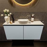 Mondiaz Fowy toiletmeubel 100x50x23cm clay mat 1 kraangat wasbak: midden 2 deuren solid surface met blad MDF kleur wasbak: wit FOWY59019claytalc