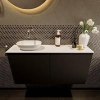 Mondiaz Fowy toiletmeubel 100x50x23cm urban mat 0 kraangaten wasbak: links 2 deuren solid surface met blad MDF kleur wasbak: wit FOWY59023urbantalc