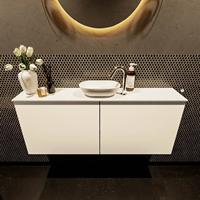 Mondiaz Fowy toiletmeubel 120x50x23cm talc mat 1 kraangat wasbak: midden 2 deuren solid surface met blad MDF kleur wasbak: wit FOWY59025talctalc