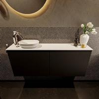 Mondiaz Fowy toiletmeubel 120x50x23cm urban mat 1 kraangat wasbak: links 2 deuren solid surface met blad MDF kleur wasbak: wit FOWY59026urbantalc