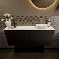 Mondiaz Fowy toiletmeubel 120x50x23cm urban mat 0 kraangaten wasbak: rechts 2 deuren solid surface met blad MDF kleur wasbak: wit FOWY59030urbantalc