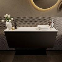 Mondiaz Fowy toiletmeubel 120x50x23cm urban mat 1 kraangat wasbak: rechts 2 deuren solid surface met blad MDF kleur wasbak: wit FOWY59027urbantalc