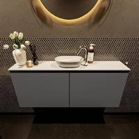 Mondiaz Fowy toiletmeubel 120x50x23cm dark grey mat 1 kraangat wasbak: midden 2 deuren solid surface met blad MDF kleur wasbak: wit FOWY59025darkgreytalc