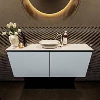 Mondiaz Fowy toiletmeubel 120x50x23cm clay mat 1 kraangat wasbak: midden 2 deuren solid surface met blad MDF kleur wasbak: wit FOWY59025claytalc