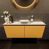 Mondiaz Fowy toiletmeubel 120x50x23cm ocher mat 1 kraangat wasbak: midden 2 deuren solid surface met blad MDF kleur wasbak: wit FOWY59025ochertalc
