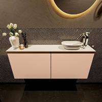 Mondiaz Fowy toiletmeubel 120x50x23cm rosee mat 1 kraangat wasbak: rechts 2 deuren solid surface met blad MDF kleur wasbak: wit FOWY59027roseetalc