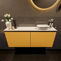 Mondiaz Fowy toiletmeubel 120x50x23cm ocher mat 1 kraangat wasbak: rechts 2 deuren solid surface met blad MDF kleur wasbak: wit FOWY59027ochertalc