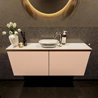 Mondiaz Fowy toiletmeubel 120x50x23cm rosee mat 1 kraangat wasbak: midden 2 deuren solid surface met blad MDF kleur wasbak: wit FOWY59025roseetalc