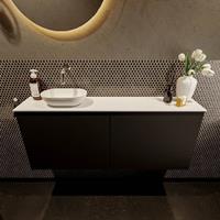 Mondiaz Fowy toiletmeubel 120x50x23cm urban mat 0 kraangaten wasbak: links 2 deuren solid surface met blad MDF kleur wasbak: wit FOWY59029urbantalc