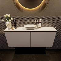 Mondiaz Fowy toiletmeubel 120x50x23cm smoke mat 1 kraangat wasbak: midden 2 deuren solid surface met blad MDF kleur wasbak: wit FOWY59025smoketalc