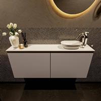 Mondiaz Fowy toiletmeubel 120x50x23cm smoke mat 1 kraangat wasbak: rechts 2 deuren solid surface met blad MDF kleur wasbak: wit FOWY59027smoketalc