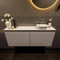 Mondiaz Fowy toiletmeubel 120x50x23cm smoke mat 0 kraangaten wasbak: rechts 2 deuren solid surface met blad MDF kleur wasbak: wit FOWY59030smoketalc