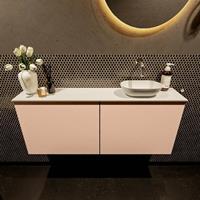 Mondiaz Fowy toiletmeubel 120x50x23cm rosee mat 0 kraangaten wasbak: rechts 2 deuren solid surface met blad MDF kleur wasbak: wit FOWY59030roseetalc