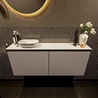 Mondiaz Fowy toiletmeubel 120x50x23cm smoke mat 1 kraangat wasbak: links 2 deuren solid surface met blad MDF kleur wasbak: wit FOWY59026smoketalc