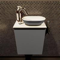 Mondiaz Fowy toiletmeubel 40x50x23cm dark grey mat 1 kraangat wasbak: rechts 1 deur solid surface met blad MDF kleur wasbak: Grijs / Wit FOWY59002darkgreydarkgrey