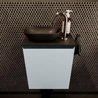 Mondiaz Fowy toiletmeubel 40x50x23cm clay mat 1 kraangat wasbak: links 1 deur solid surface met blad MDF kleur wasbak: zwart FOWY59001clayurban