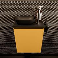 Mondiaz Fowy toiletmeubel 40x50x23cm ocher mat 1 kraangat wasbak: links 1 deur solid surface met blad MDF kleur wasbak: zwart FOWY59001ocherurban