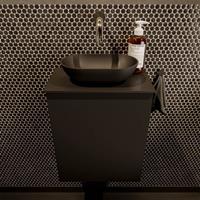 Mondiaz Fowy toiletmeubel 40x50x23cm urban mat 0 kraangaten wasbak: midden 1 deur solid surface met blad MDF kleur wasbak: zwart FOWY59003urbanurban