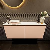 Mondiaz Fowy toiletmeubel 120x50x23cm rosee mat 1 kraangat wasbak: links 2 deuren solid surface met blad MDF kleur wasbak: Roze / Wit FOWY59026roseerosee