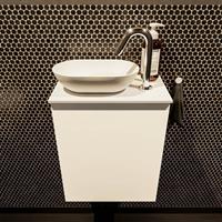 Mondiaz Fowy toiletmeubel 40x50x23cm talc mat 1 kraangat wasbak: links 1 deur solid surface met blad MDF kleur wasbak: wit FOWY59001talctalc