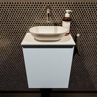 Mondiaz Fowy toiletmeubel 40x50x23cm clay mat 0 kraangaten wasbak: midden 1 deur solid surface met blad MDF kleur wasbak: wit FOWY59003claytalc