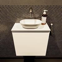 Mondiaz Fowy toiletmeubel 50x50x23cm talc mat 0 kraangaten wasbak: midden 1 deur solid surface met blad MDF kleur wasbak: wit FOWY59006talctalc