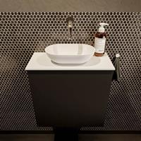 Mondiaz Fowy toiletmeubel 50x50x23cm urban mat 0 kraangaten wasbak: midden 1 deur solid surface met blad MDF kleur wasbak: wit FOWY59006urbantalc