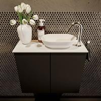 Mondiaz Fowy toiletmeubel 60x50x23cm urban mat 1 kraangat wasbak: rechts 2 deuren solid surface met blad MDF kleur wasbak: wit FOWY59009urbantalc