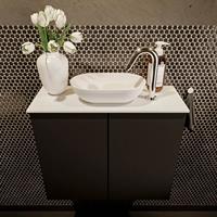 Mondiaz Fowy toiletmeubel 60x50x23cm urban mat 1 kraangat wasbak: midden 2 deuren solid surface met blad MDF kleur wasbak: wit FOWY59007urbantalc