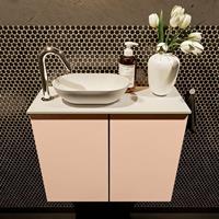 Mondiaz Fowy toiletmeubel 60x50x23cm rosee mat 1 kraangat wasbak: links 2 deuren solid surface met blad MDF kleur wasbak: wit FOWY59008roseetalc