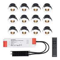 HOFTRONIC™ 12x Betty witte LED Inbouwspots complete set - Dimbaar - 12V - 3 Watt - Veranda verlichting - voor binnen en buiten - 2700K warm wit