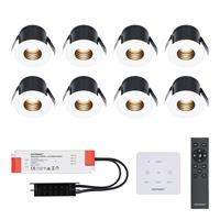 HOFTRONIC™ 8x Betty witte LED Inbouwspots complete set met muurdimmer - 12V - 3 Watt - Veranda verlichting - voor buiten - 2700K warm wit