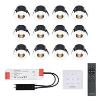 HOFTRONIC™ 12x Betty witte LED Inbouwspots complete set met muurdimmer - 12V - 3 Watt - Veranda verlichting - voor buiten - 2700K warm wit
