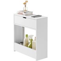 SOBUY BZR48-W Nischenregal Nischenschrank schmales Regal Badezimmerschrank Badschrank mit 1 offener Ablage und 1 Klappe Kommode fürs Bad Weiß BHT