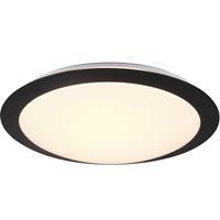 BES LED LED Plafondlamp - Badkamerlamp - Trion Hambert - 12W - Natuurlijk Wit 4000K - Spatwaterdicht IP44 - Rond - Mat Zwart - Kunststof