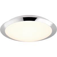 BES LED LED Plafondlamp - Badkamerlamp - Trion Hambert - 12W - Natuurlijk Wit 4000K - Spatwaterdicht IP44 - Rond - Mat Chroom - Kunststof