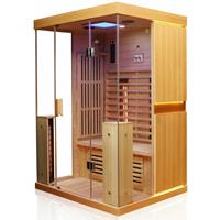 Dewello Infrarotkabine Infrarotsauna KINGSTON inkl. Keramikstrahler für 2 Personen - LED-Farblicht - Wärmekabine mit Radio, Bluetooth 130 cm x 105 cm