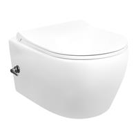 ALONI Spülrandloses Hänge WC mit integrierter Kalt- und Warmwasserarmatur und Taharet/Bidet/Dusch-WC Funktion