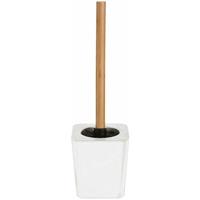 5Five WC-/toiletborstel met houder vierkant wit kunststof/bamboe 38 cm - Toiletborstels