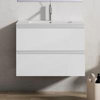 Adema Chaci Badkamermeubelset - 60x46x57cm - 1 ovale keramische wasbak wit - 1 kraangat - 2 lades - mat wit SW1212762/SW718716