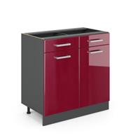 Vicco Küchenschrank Unterschrank Schubunterschrank 80 cm  R-Line Anthrazit bordeaux