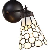 LumiLamp Wandlamp Tiffany 17*12*23 cm E14/max 1*40W Wit, Bruin Glas, Metaal Muurlamp Sfeerlamp Tiffany Lamp