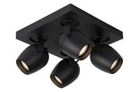 Lucide Deckenleuchte Preston in Schwarz GU10 4-flammig IP44