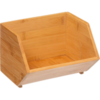 5five Stapelbare opbergmand 1 vaks - L18 x B15.5 x H12 cm - bamboe hout - lichtbruin - organizer -