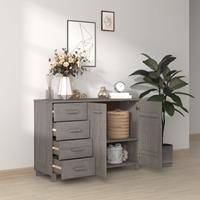 vidaXL Dressoir 113x40x80 cm massief grenenhout lichtgrijs