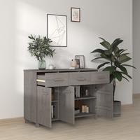 vidaXL Dressoir 113x40x80 cm massief grenenhout lichtgrijs