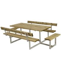 Trendyard Picknicktafel Hout en Staal Basic Geimpregneerd Hout 4 Bankjes 2 Rugleuningen