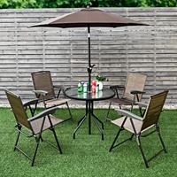 costway Set van 4 Klapstoelen Tuinstoel met Hoge Rugleuning Klapfauteuil 69 x 54 cm x 90 cm Bruin