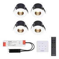 HOFTRONIC™ 4x Betty witte LED Inbouwspots complete set met muurdimmer - 12V - 3 Watt - Veranda verlichting - voor buiten - 2700K warm wit