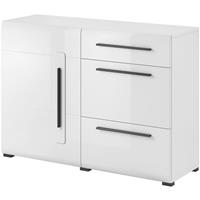 LOMADOX Kommode weiß Hochglanz TURDA-83 modern mit Metallgriffen, B/H/T: ca. 120/86/39 cm